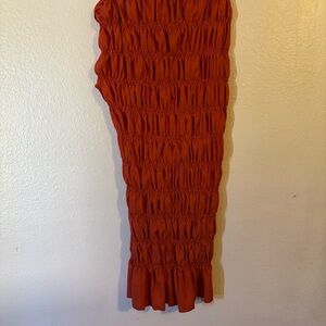 SHEIN Smocked Maxi Skirt in Rust Orange